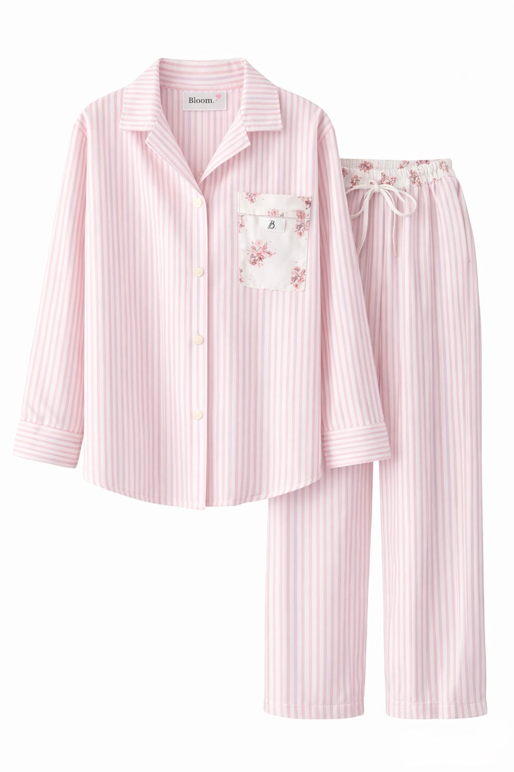 Pyjama de femme rose à fines rayures – Confort et élégance au quotidien