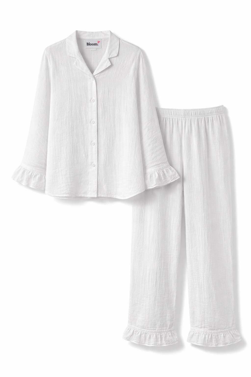 Ensemble de pyjama blanc en gaze de coton – Élégance & confort