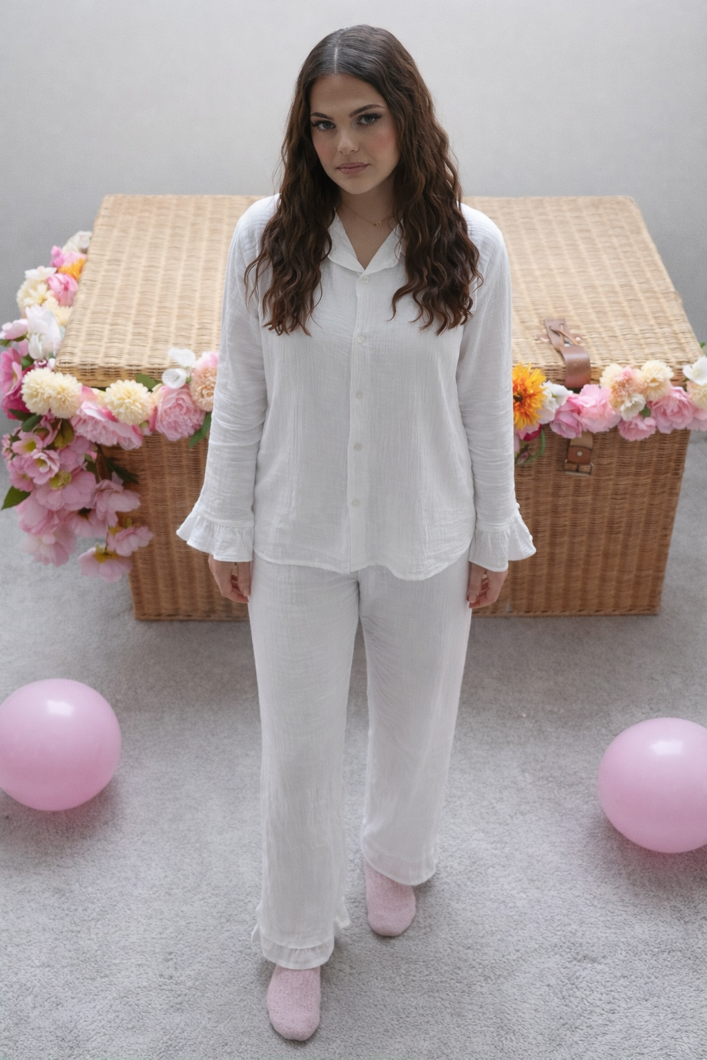 Ensemble de pyjama blanc en gaze de coton – Élégance & confort