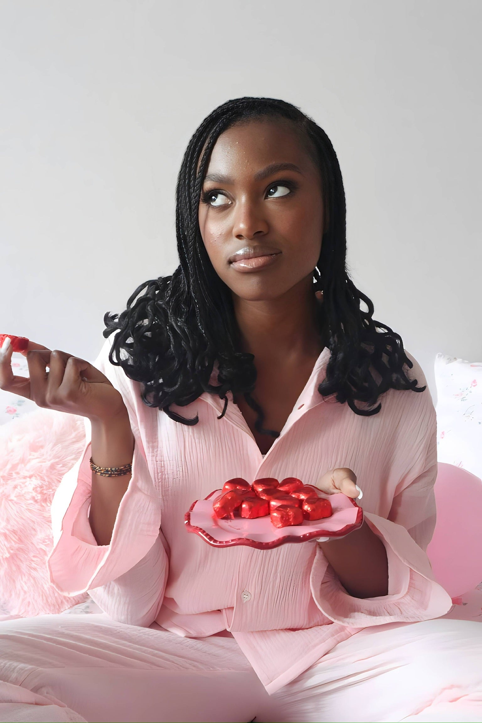 Ensemble pyjama rose poudré en gaze de coton - Élégance & confort